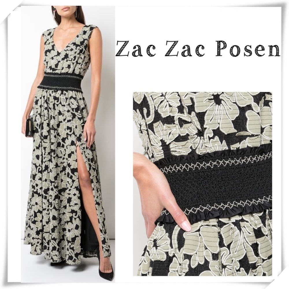 Zac Zac Posen Mika Floral-Appliquéd Gown Dress New